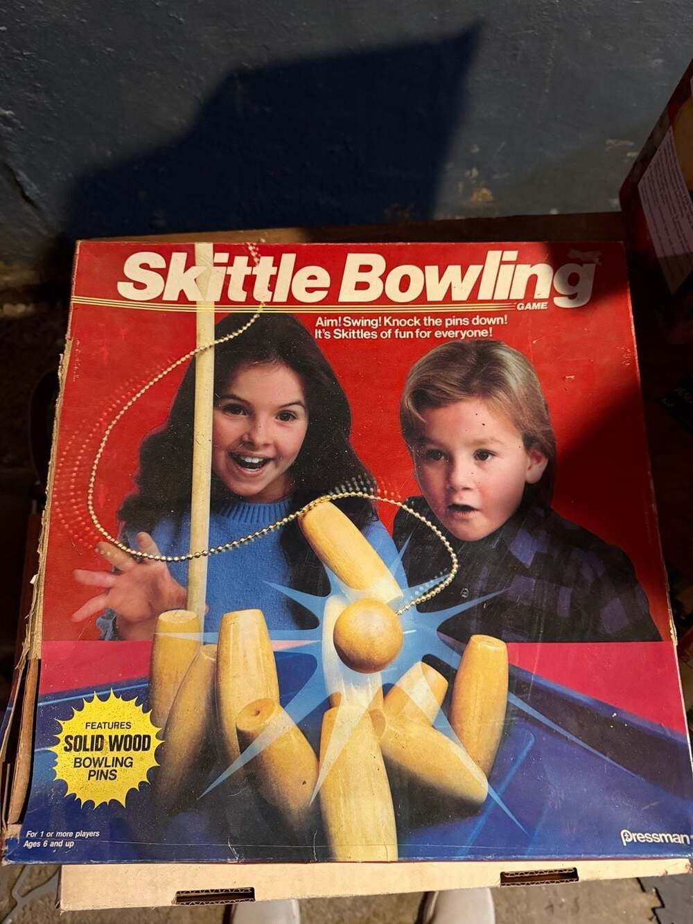 Vintage Pressman Skittle Bowling Game with Solid Wood Pins